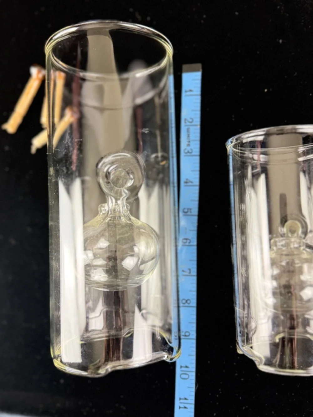 3 Wolfard Clear Glassblowing Hand Blown Classic Chamber Glass Oil Lamps 9 & 6 in